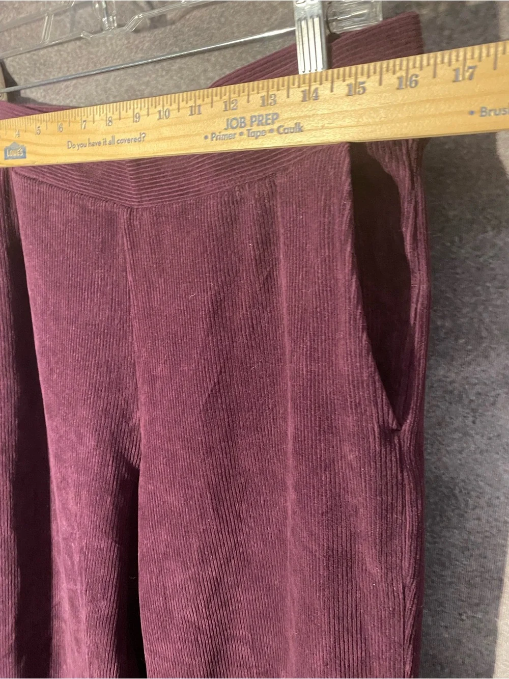 Lands End Womens M 10 12 Corduroy Pants Elastic Waist Pull On Pocket Plum